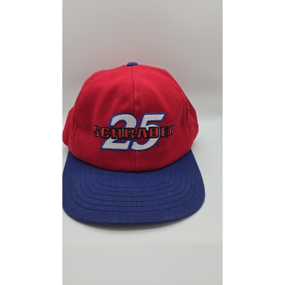 Ken Schrader #25 NASCAR Budweiser‎ Hat Chase Racewear Red Blue Leather Strapback